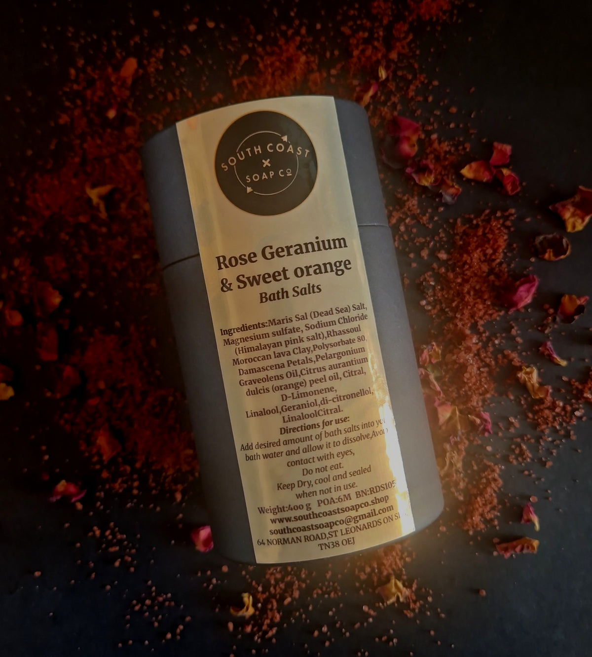 ROSE GERANIUM AND SWEET ORANGE BATH SALTS